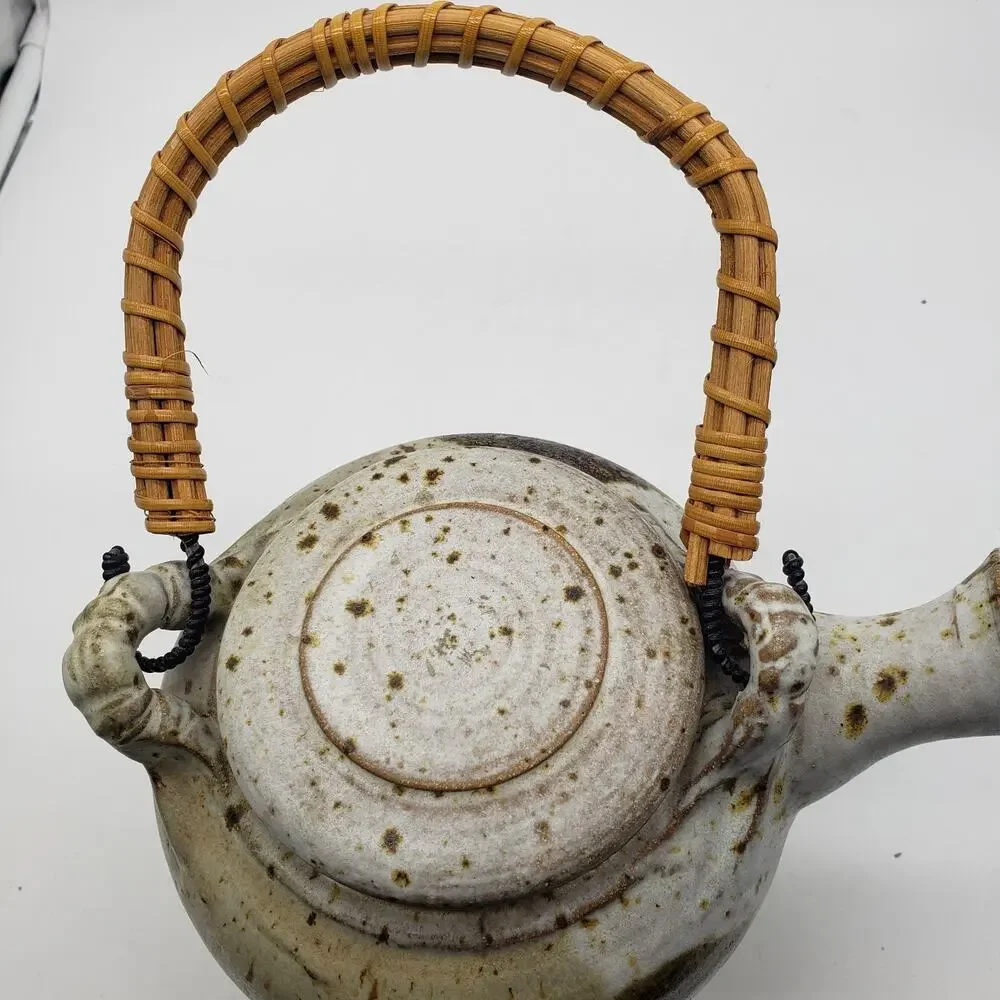 VTG Drip Glazed‎ Stoneware Teapot Artist Signed. Elephant Trunk Down -Prosperity